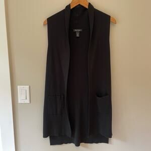 White House Black Market Long Open Sweater Vest Cashmere Blend Sz Small Luxury